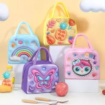 3D мультфильм животных узор сумка для ланча утолщенный ручной изолированный ланч-бокс сумки большой емкости детский бенто мешок