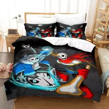 3d Мультфильмы Undertale Sans Комплект постельного белья Single Twin Full Queen King Size Комплект постельного белья Adult Kid Спальня Пододеяльник Наборы Домашний Текстиль 70x133cm 2pcs