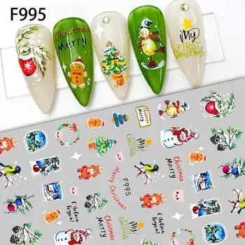 3D мультяшные милые рождественские тематические наклейки для ногтей с детским рисунком Лось, снежинка, серия для дизайна ногтей, татуировки, Рождественский дизайн, маникюрная наклейка as the picture