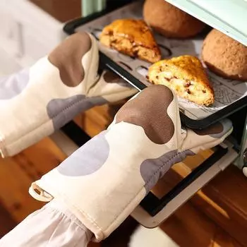 3D мультяшные перчатки с изображением медвежьих когтей для духовки, длинные хлопковые перчатки для выпечки, термостойкие и нескользящие кухонные перчатки для микроволновой печи