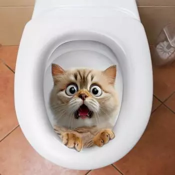 3D мультяшные яркие наклейки для туалета с котом, наклейки с милыми животными, собаками, белками для туалета, украшения ванной комнаты, водонепроницаемые наклейки