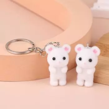 3D мультяшный флокинг любовь мышь брелок сумка кулон милый маленький мышонок животные брелок рюкзак подвески автомобиль декор подарок аксессуары as the picture