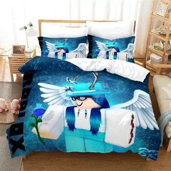 3D мультяшный игровой узор пододеяльник с наволочкой детский комплект постельного белья односпальный двуспальный двуспальный двуспальный двуспальный для декора спальни 135x200cm