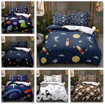 3D мультяшный космический комплект постельного белья для мальчиков, пододеяльник, наволочка, 2/3 шт., роскошный домашний текстиль, комплект пододеяльников, подарок Baby 100x135cm