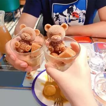 3D мультяшный медведь силиконовая форма для льда форма для шоколадного торта поднос для мороженого виски вино коктейль силиконовая форма своими руками кухонные принадлежности