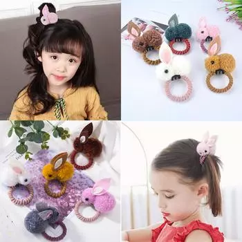 3D мультяшный пасхальный кролик, кольцо для волос, веревка для девочек, эластичный держатель для хвоста белый