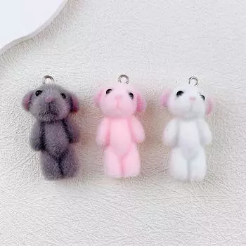3D мультяшный плюшевый медведь, кукла, милый плюшевый медведь, брелок, сумка, брелок, серьги, брелок, ювелирные изделия, аксессуары для самостоятельного изготовления розовый