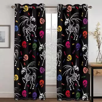 3D мультяшный принт шторы костыли синий зеленый применимый детская комната гостиная спальня балкон украшение окна 50W130H(CM)X2PCS&Grommet Top