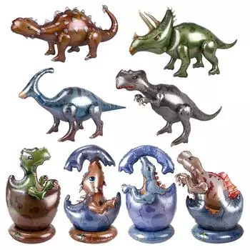 3D мультяшный стоящий динозавр яйцо тема алюминиевая фольга воздушный шар детский день рождения подарок игрушка украшения принадлежности