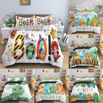 3D мультяшный животный принт, домашнее постельное белье, пододеяльник с динозавром, наволочка, детский комплект домашнего постельного белья для спальни, AU/EU/US, полный размер Baby 100x135cm