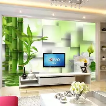 3d Mural Green Green Fresh Peony Bamboo TV Background Wall Decorative Painting 3d Wallpaper 200 cm(W) x 140 cm(H)