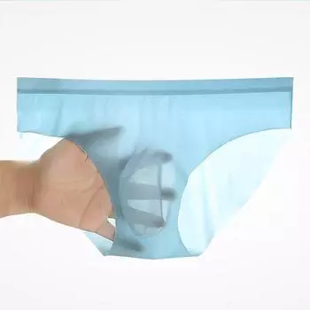 3D мужские трусы из ледяного шелка, новые летние ультратонкие прозрачные бесшовные сексуальные быстросохнущие модные дышащие мужские нижнее белье L белый