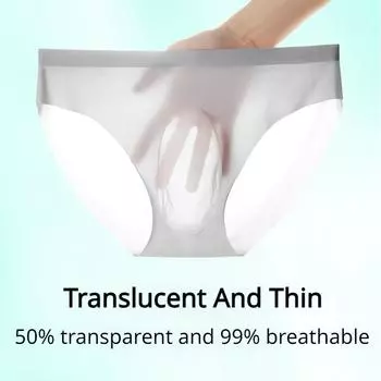 3D мужские трусы из ледяного шелка, ультратонкие прозрачные, бесшовные, сексуальные, быстросохнущие, дышащие, дышащие, мужское нижнее белье L