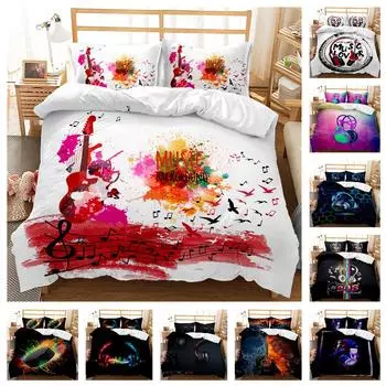 3D Музыкальный комплект постельного белья Музыкальный инструмент Пододеяльник и наволочка 2/3 шт. AU240 * 270 Полноразмерное украшение для дома Baby 100x135cm