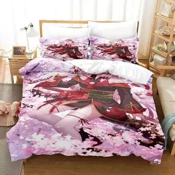 3D Nakiri Ayame Bedding Set Single Twin Full Queen King Size Bed Set Adult Kid Bedroom Duvetcover Sets Anime parure de lit Bed 70x133cm 2pcs