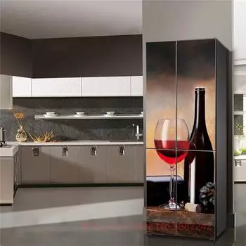 3D наклейка на холодильник, дверная крышка, красное вино, самоклеющаяся пленка, виниловая наклейка на дверь, крышку холодильника, обои, наклейки, ПВХ, искусство 40x120cm(1pcs)