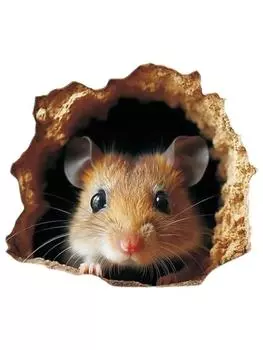 3D Наклейка на стену в виде мышиной норы, самоклеящаяся, симпатичная и милая наклейка-плакат с изображением животных, разрушающих стену One Size