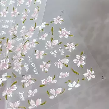 3D наклейки для дизайна ногтей Лепестки камелии Розовые цветы Наклейки Цветочные слайдеры для ногтей Маникюрные аксессуары Украшения Патч