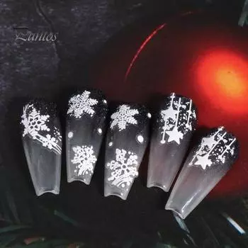 3D наклейки для дизайна ногтей со снежинками, рождественские праздничные зимние наклейки для ногтей, самоклеящиеся маникюрные украшения для салона дома A