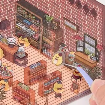 3D-наклейки для ландшафтного дизайна, мультяшная миниатюрная сцена, сцена из домика своими руками, укладка и наклеивание, канцелярские принадлежности, подарок для ребенка study