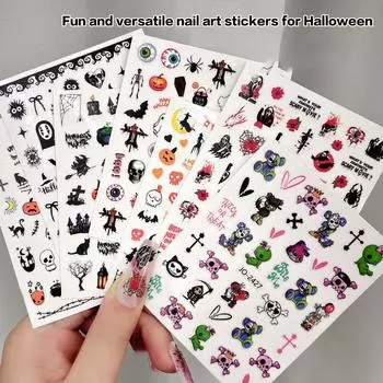3D наклейки для ногтей Хэллоуин пауки слайдер голографический дизайн розы самоклеящиеся наклейки маникюр художественные принадлежности и украшения