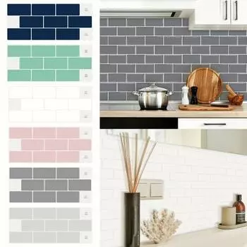 3D наклейки для очистки и наклеивания, кухонная стена, ванная комната, мозаика, самоклеящаяся 1 Pcs розовый