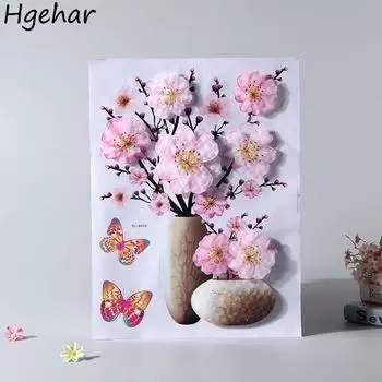 3D Наклейки на стену Цветочные Бытовая Спальня Гостиная Ванная комната DIY Украшения Водонепроницаемый Шкаф Украшения для дома Творческий 1pc