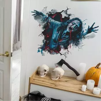 3D наклейки на стену на Хэллоуин, страшные наклейки на стену с зомби, съемные наклейки на стену на Хэллоуин для спальни 40 x 60CM