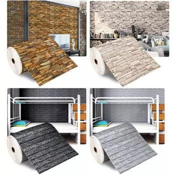3D наклейки на стену, панели с имитацией кирпича, самоклеящиеся обои для кухни, спальни, сплошная наклейка на стену, украшение дома 70CMX1M
