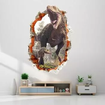 3D-наклейки на стену с динозаврами, легко наносимые, многоразовые самоклеящиеся тиснения из ПВХ, динозавр A