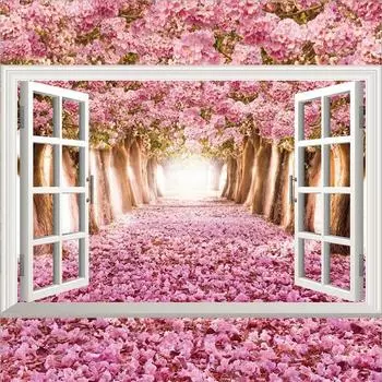 3D-наклейки на стену с имитацией окна: Океан, лаванда, подсолнухи, декоративные наклейки с пейзажами