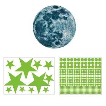 3D наклейки на стену, светящиеся точки и лунные наклейки на стену, флуоресцентный и лунный декор для стен для детей B