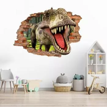 3D наклейки на стены с динозаврами, легко наносятся, многоразовые самоклеящиеся ПВХ, тиснение, наклейки с динозаврами, украшения для дома A