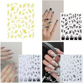 3D наклейки Press On Nails Accessories Flame Adhesive Маникюрные принадлежности Летние слайдеры Фольга Nail Art Decals для женщин B