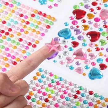 3D-наклейки с бриллиантами и драгоценными камнями для детей, самоклеящиеся украшения для поделок из драгоценных камней, блестящие наклейки со стразами, подарки на день рождения для девочек