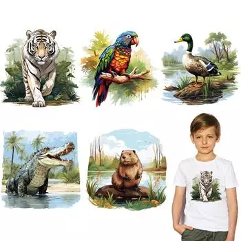 3D наклейки с лесными животными, нашивка с дикой птицей, тигром, теплопередача, наклейки для одежды «сделай сам», Parches Ropa, сумки, толстовки, нашивки