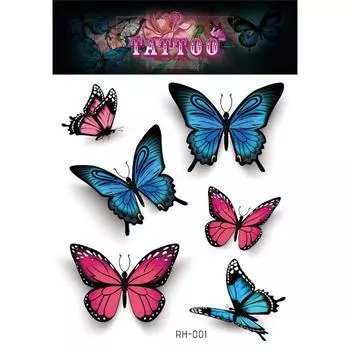 3D наклейки-тату с бабочкой, крышка для ключиц, шрам, поддельные татуировки, водонепроницаемые временные татуировки, боди-арт, украшение, наклейка RH-001