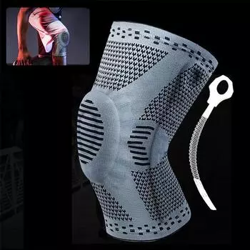 3D наколенник, бандаж для коленной чашечки, силиконовые пружинные наколенники, баскетбольные трикотажные компрессионные эластичные наколенники, поддержка спорта L