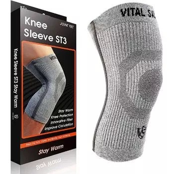 3D наколенник WARM теплый наколенник поддержка колена с 1 частью один [VITAL SALVEO] ST3-STAY S-Support CJ-5210 (Для колена) (M) светло-серый