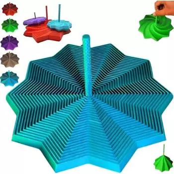 3D-напечатанная расширяемая сенсорная игрушка-фиджет «Звезда», расширяемая сотовая игрушка, фрактальный шестиугольник с ручкой для праздников, Хэллоуина, Рождества, подарков на день рождения 9CM синий