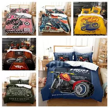 3D насилие мотоциклетное постельное белье односпальная двуспальная кровать полноразмерная наволочка и пододеяльник моющиеся удобные украшения дома UK Single 135x200cm