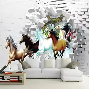 3D настенные фрески обои классические лошади животные пейзаж фреска гостиная телевизор диван фон обои 200 cm(W) x 140 cm(H)
