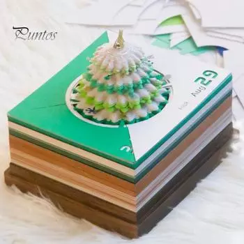 3D настольный календарь бумажная скульптура рождественская елка календарь 2025 разрываемые стикеры блокнот календарь для школы домашний офис зелёный