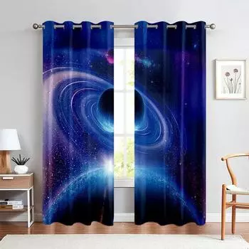 3D настоящее звездное небо принтованные шторы детская комната гостиная кабинет украшения шторы индивидуальные шторы украшение дома 2 шт (W50cmxH130cm)x2&Rod Pocket