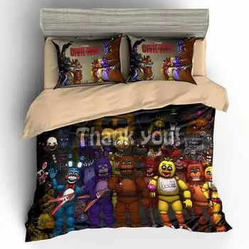 3d Nights Five At Freddys Bedding Set 3pc Duvet Cover Pillowcase Sizes 4 E,PillowCase(A pair of pillowcase)