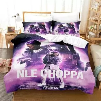 3D NLE Choppa Rapper Bedding Set,Duvet Cover Comforter Bed Set Quilt Cover Pillowcase,King Queen Twin Size Boys Girls Adults 70x133cm 2pcs