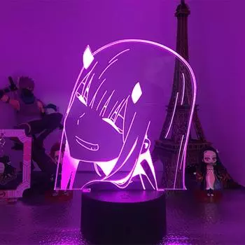 3D ночник Zero Two хрупкая фигурка иллюзия прикроватная лампа для спальни 7 цветов меняющиеся игрушки подарки для девочек и мальчиков