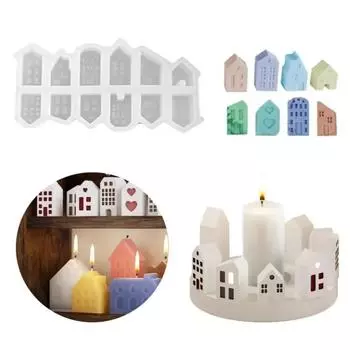 3D Nordic Style Small House Silicone Mold 12-луночные формы для свечей в виде домика Мини-домики Гипсовые бетонные цементные формы Формы для ароматического мыла