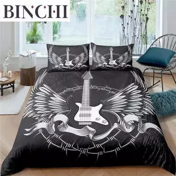 3D ноты гитара пододеяльник комплект для подростков взрослых спальня декор музыкальные постельные комплекты мода хип-хоп одеяло чехол 70x133cm 2pcs