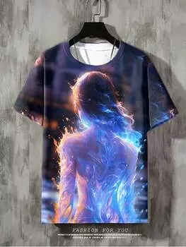 3D новая летняя мужская повседневная футболка с принтом персонажей японского аниме, уличные трендовые мужские топы, большой размер, свободная футболка с короткими рукавами S